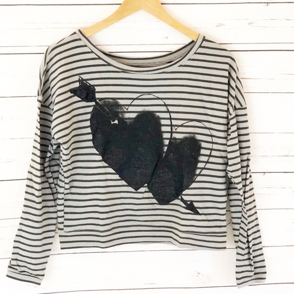 STRANDED long sleeve striped heart shirt - Picture 1 of 4